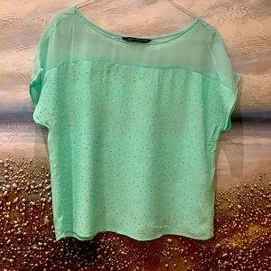 Elegant flowy mint green viscose top